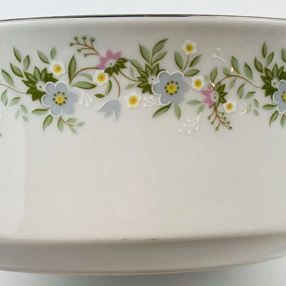Haviland Forever Spring 7.5" Round Vegetable Bowl Pastel Flowers Silver Rim - Picture 4 of 7